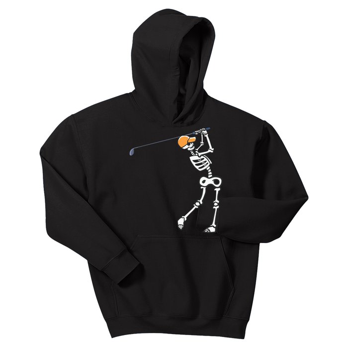 Halloween Golfer Skeleton Funny Golfing Gift Kids Hoodie