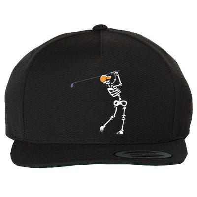 Halloween Golfer Skeleton Funny Golfing Gift Wool Snapback Cap