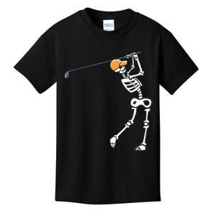 Halloween Golfer Skeleton Funny Golfing Gift Kids T-Shirt