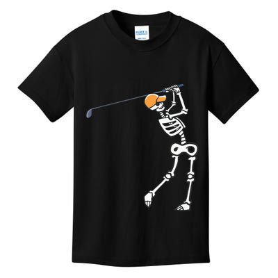 Halloween Golfer Skeleton Funny Golfing Gift Kids T-Shirt