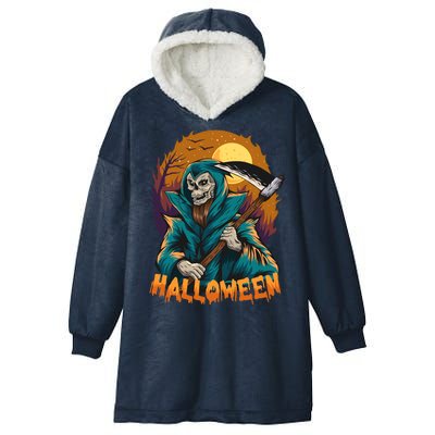 Halloween Ghost Skull Horror Hooded Wearable Blanket