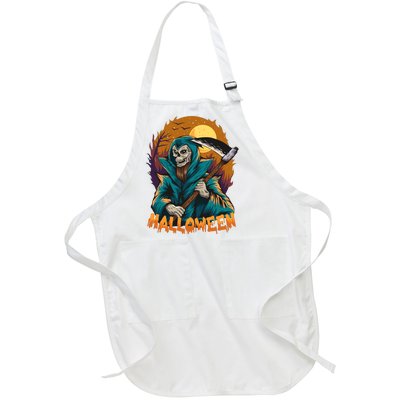 Halloween Ghost Skull Horror Full-Length Apron With Pockets