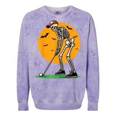 Halloween Golf Skeleton Golfer Funny Halloween Golfing Colorblast Crewneck Sweatshirt