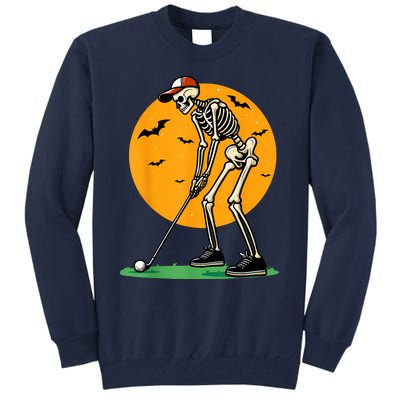 Halloween Golf Skeleton Golfer Funny Halloween Golfing Tall Sweatshirt