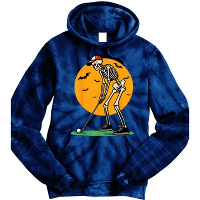 Halloween Golf Skeleton Golfer Funny Halloween Golfing Tie Dye Hoodie