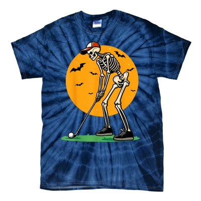 Halloween Golf Skeleton Golfer Funny Halloween Golfing Tie-Dye T-Shirt