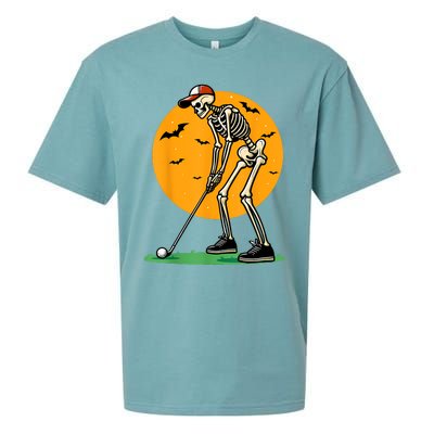 Halloween Golf Skeleton Golfer Funny Halloween Golfing Sueded Cloud Jersey T-Shirt