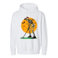 Halloween Golf Skeleton Golfer Funny Halloween Golfing Garment-Dyed Fleece Hoodie