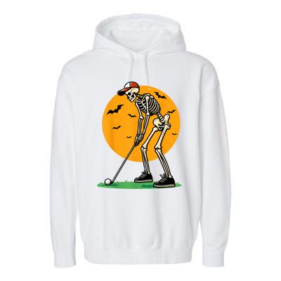 Halloween Golf Skeleton Golfer Funny Halloween Golfing Garment-Dyed Fleece Hoodie