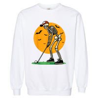 Halloween Golf Skeleton Golfer Funny Halloween Golfing Garment-Dyed Sweatshirt