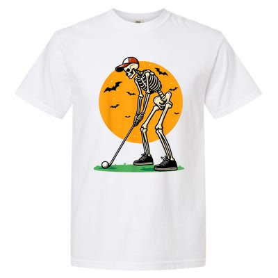 Halloween Golf Skeleton Golfer Funny Halloween Golfing Garment-Dyed Heavyweight T-Shirt