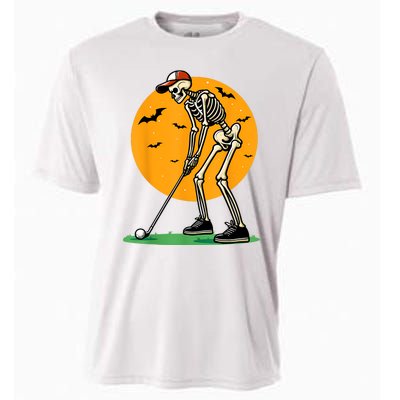 Halloween Golf Skeleton Golfer Funny Halloween Golfing Cooling Performance Crew T-Shirt