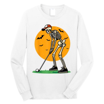 Halloween Golf Skeleton Golfer Funny Halloween Golfing Long Sleeve Shirt