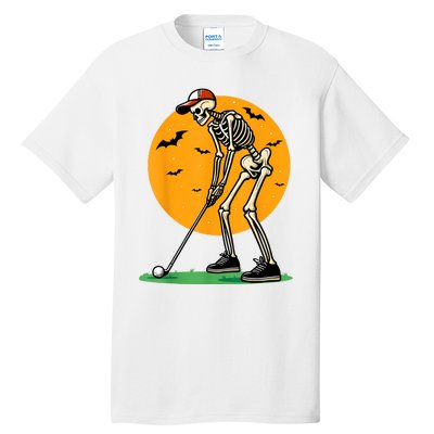 Halloween Golf Skeleton Golfer Funny Halloween Golfing Tall T-Shirt