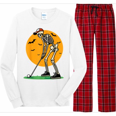 Halloween Golf Skeleton Golfer Funny Halloween Golfing Long Sleeve Pajama Set