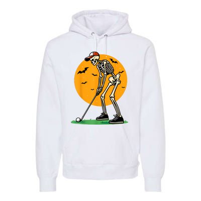 Halloween Golf Skeleton Golfer Funny Halloween Golfing Premium Hoodie