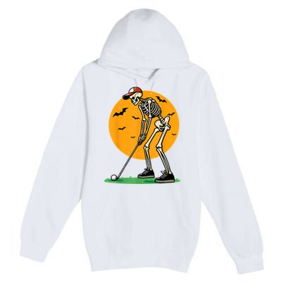 Halloween Golf Skeleton Golfer Funny Halloween Golfing Premium Pullover Hoodie