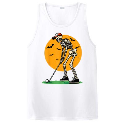 Halloween Golf Skeleton Golfer Funny Halloween Golfing PosiCharge Competitor Tank