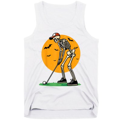 Halloween Golf Skeleton Golfer Funny Halloween Golfing Tank Top