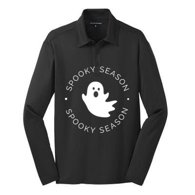 Halloween Ghost Spooky Season Ghost Vibes Gift Silk Touch Performance Long Sleeve Polo