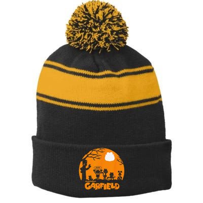 Halloween Group Shot Nighttime Spooky Silhouette Stripe Pom Pom Beanie