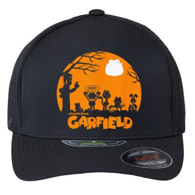 Halloween Group Shot Nighttime Spooky Silhouette Flexfit Unipanel Trucker Cap