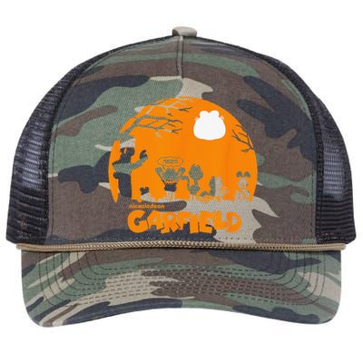 Halloween Group Shot Nighttime Spooky Silhouette Retro Rope Trucker Hat Cap