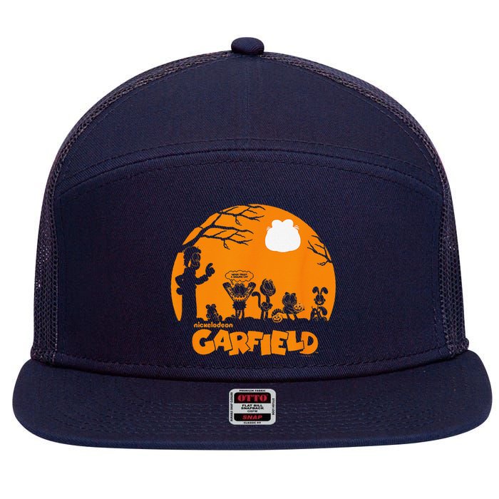 Halloween Group Shot Nighttime Spooky Silhouette 7 Panel Mesh Trucker Snapback Hat