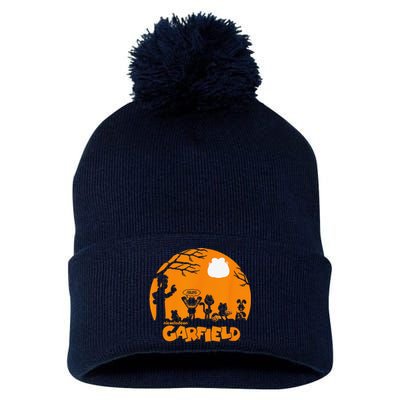 Halloween Group Shot Nighttime Spooky Silhouette Pom Pom 12in Knit Beanie