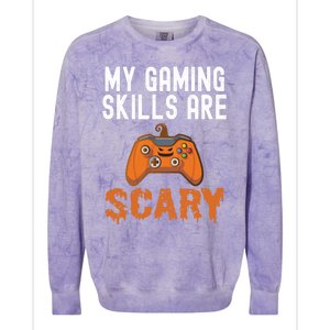 Halloween Gaming Skills Scary Gamer Pumpkin Funny Gamer Gift Colorblast Crewneck Sweatshirt