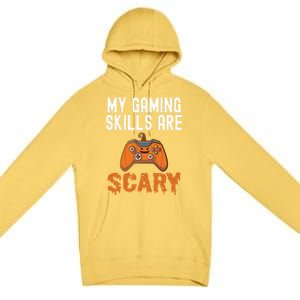 Halloween Gaming Skills Scary Gamer Pumpkin Funny Gamer Gift Premium Pullover Hoodie