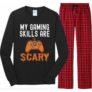 Halloween Gaming Skills Scary Gamer Pumpkin Funny Gamer Gift Long Sleeve Pajama Set