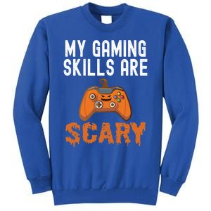 Halloween Gaming Skills Scary Gamer Pumpkin Funny Gamer Gift Tall Sweatshirt