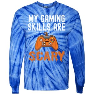 Halloween Gaming Skills Scary Gamer Pumpkin Funny Gamer Gift Tie-Dye Long Sleeve Shirt