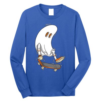 Halloween Ghost Skateboard Halloween Costume Skateboarding Funny Gift Long Sleeve Shirt