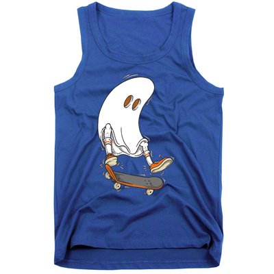 Halloween Ghost Skateboard Halloween Costume Skateboarding Funny Gift Tank Top