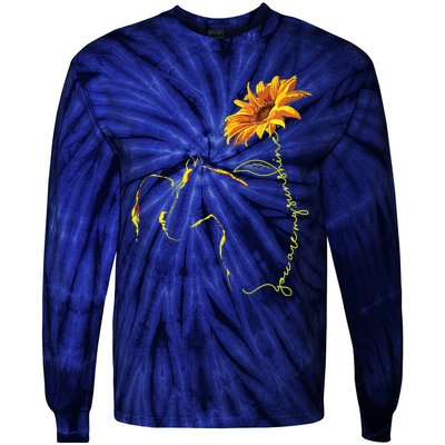 Horse Girl Sunflower Horseback Riding Equestrian Horse Lover Tie-Dye Long Sleeve Shirt