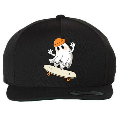 Halloween Ghost Skateboard Gift Halloween Skateboarding Gift Wool Snapback Cap