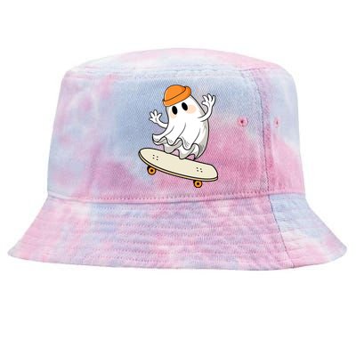 Halloween Ghost Skateboard Gift Halloween Skateboarding Gift Tie-Dyed Bucket Hat