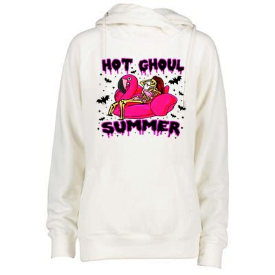 Hot Ghoul Summer Funny Skeleton Summer Hot Summer Skeleton Funny Womens Funnel Neck Pullover Hood