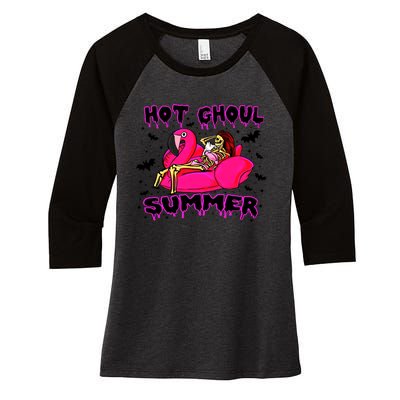 Hot Ghoul Summer Funny Skeleton Summer Hot Summer Skeleton Funny Women's Tri-Blend 3/4-Sleeve Raglan Shirt