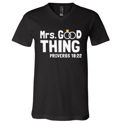 He Good Thing Christian Couple Husband & Wife Anniversary V-Neck T-Shirt