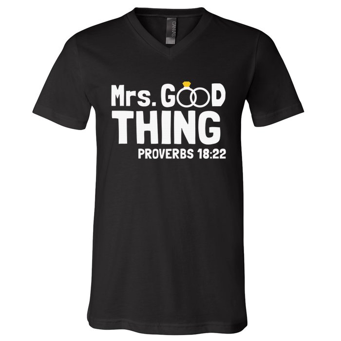 He Good Thing Christian Couple Husband & Wife Anniversary V-Neck T-Shirt