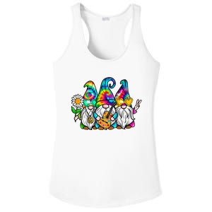 Hippie Gnomes Tie Dye Peace Love Peace Sign 60s 70s Hippie Ladies PosiCharge Competitor Racerback Tank