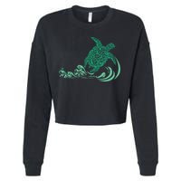 Hawaiian Green Turtle Cropped Pullover Crew