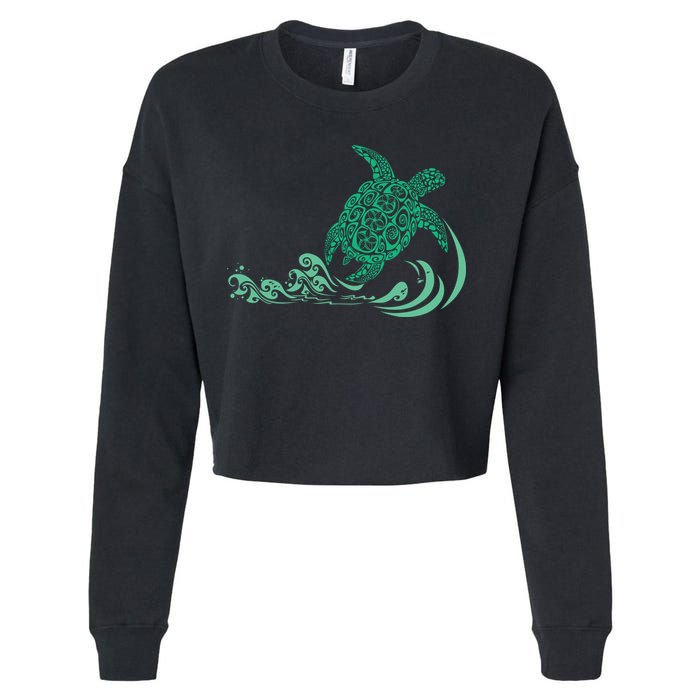 Hawaiian Green Turtle Cropped Pullover Crew