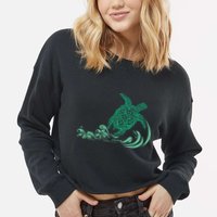 Hawaiian Green Turtle Cropped Pullover Crew