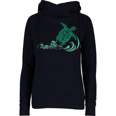 Hawaiian Green Turtle Womens Funnel Neck Pullover Hood