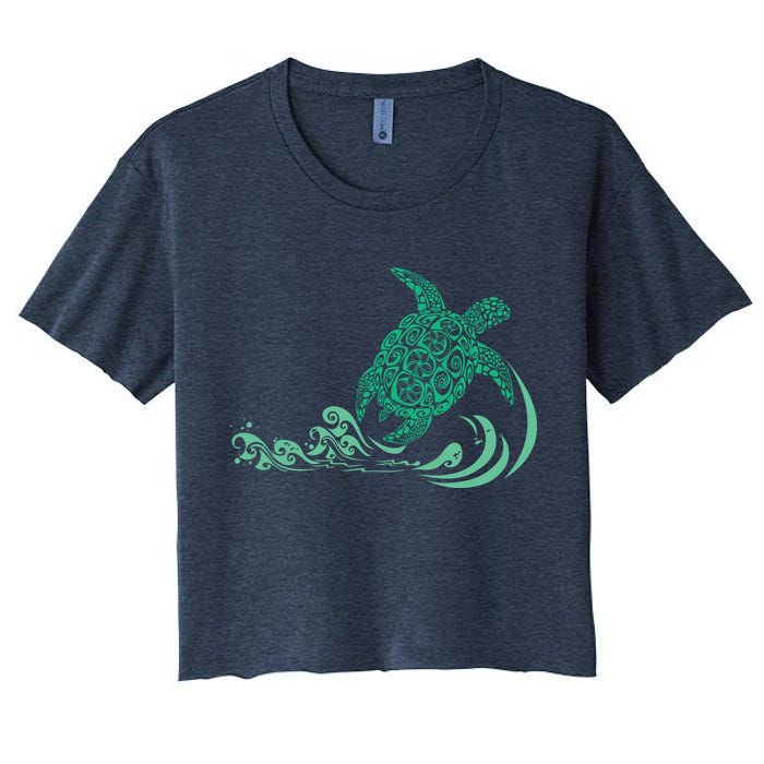 Hawaiian Green Turtle Women's Crop Top Tee