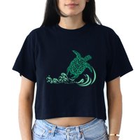 Hawaiian Green Turtle Women's Crop Top Tee
